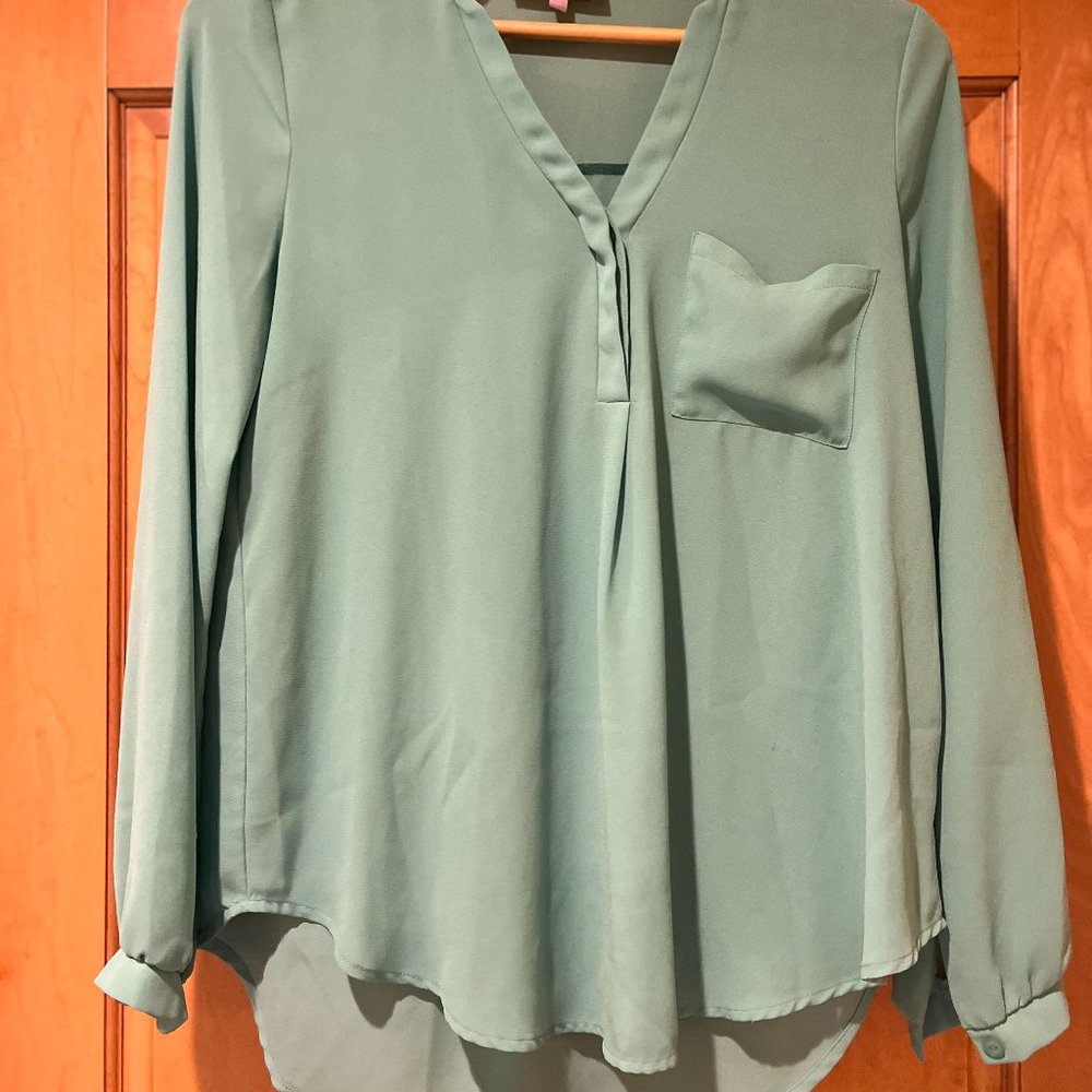 Harper, Small, Women's Long Sleeve Green Blouse